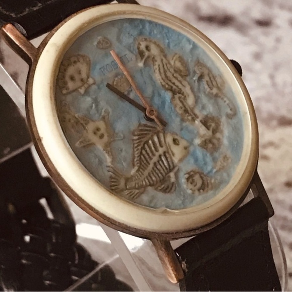 1994  RARE SEA STONE FOSSIL WATCH BW-6716 - Picture 6 of 8